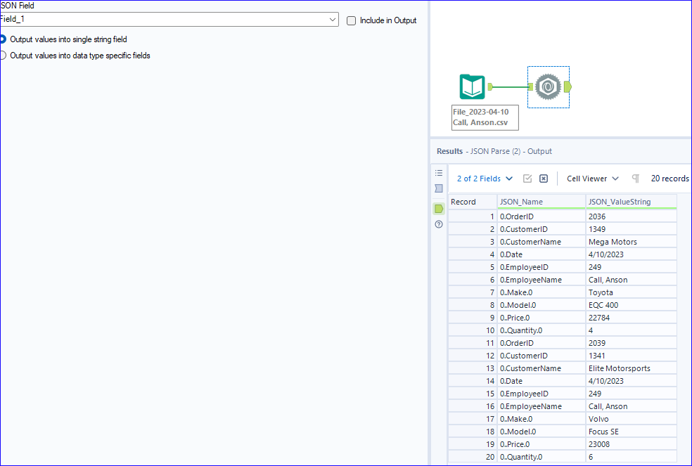 Converting multiple .csv files with JSON text into usable data - Alteryx