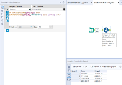 Excel input has a date column with 2 different date formats - Alteryx