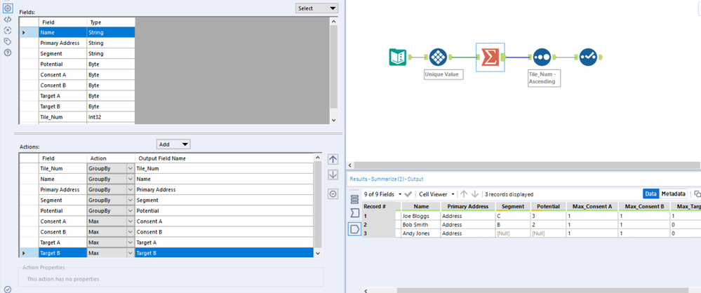 Help with combining rows with different data - Alteryx
