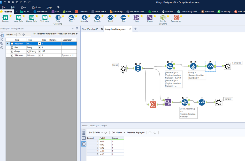 Create groups with overlapping rows - Alteryx