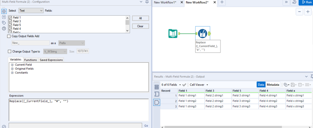 remove characters from all fields - Alteryx