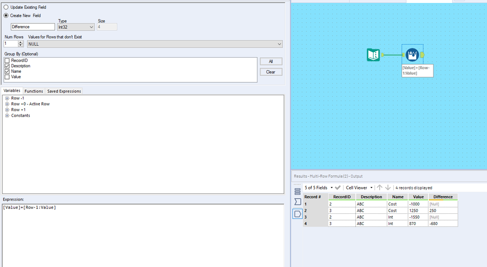 Multi Row Formula - Alteryx