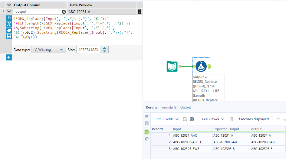 Trim data after the last '-' based on length - Alteryx