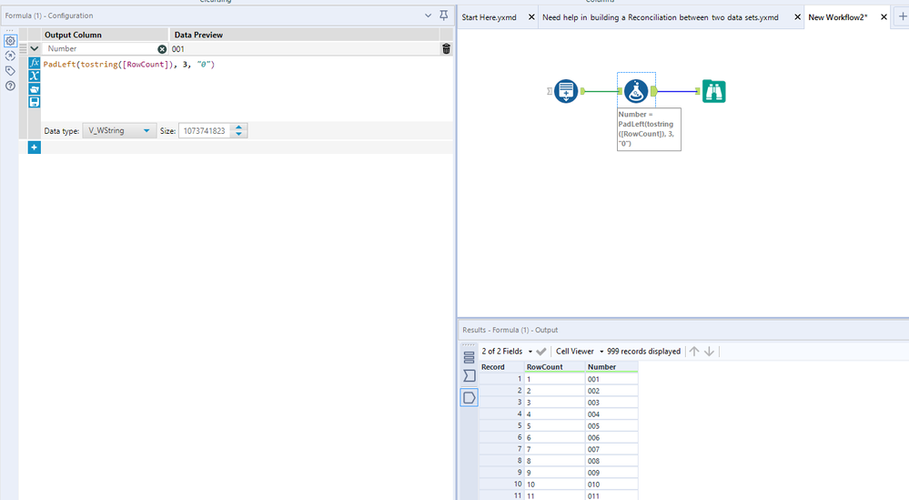 show number in fixed length format - Alteryx