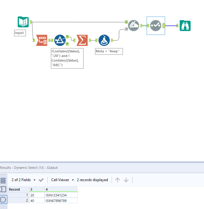 Removing columns based on condition in cells - Alteryx