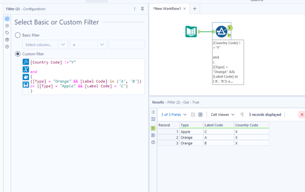 Filter rows per the conditions - Alteryx