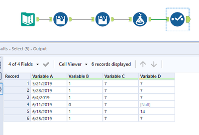 Counting days between dates on row data properly - Alteryx