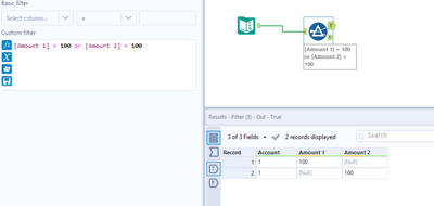 Filtering out rows based on the same value in two columns - Alteryx