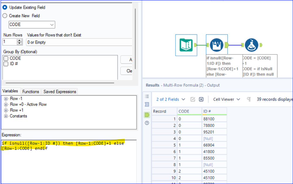 MULTI ROW FORMULA - Alteryx