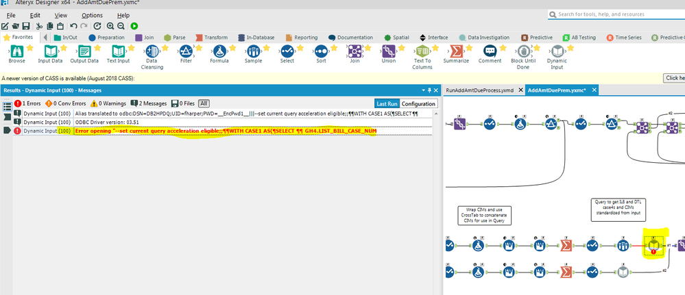 Dynamic Input Zero Row Error - Alteryx