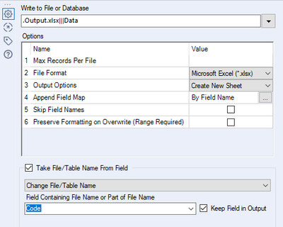split data with same codes - Alteryx