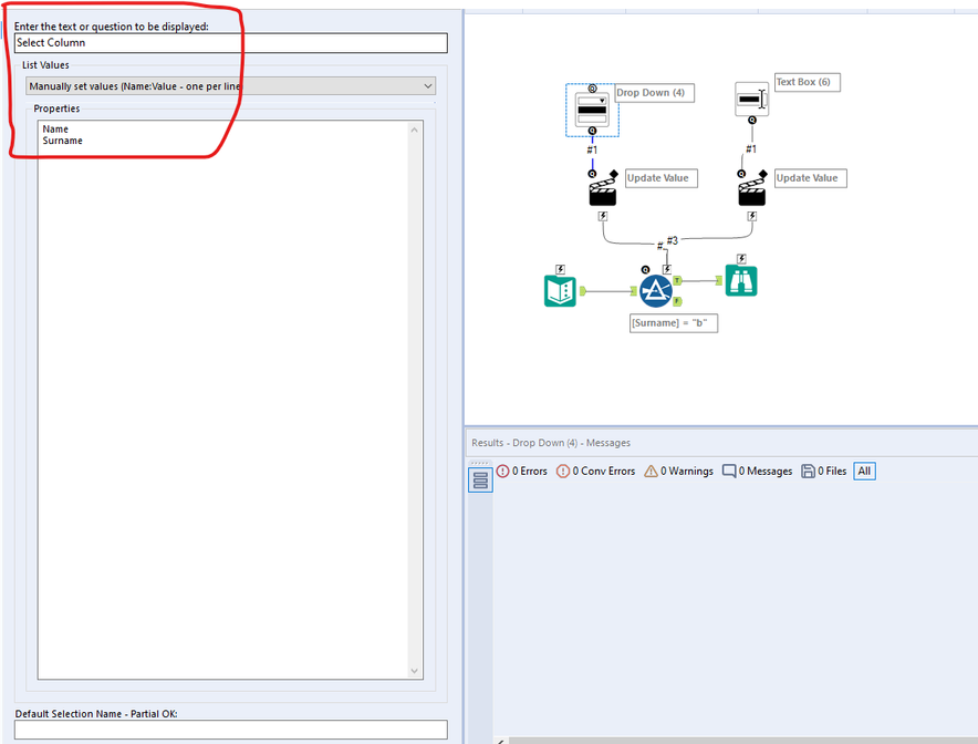 Fields to be included in the drop down tool linked to filter tool - Alteryx