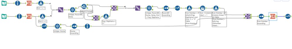 Find duplicates in different rows and different columns - Alteryx