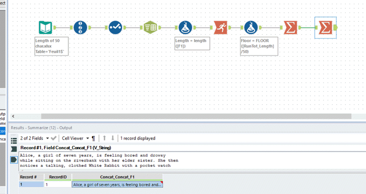 Split a text into 50-character long strings and a break line - Alteryx