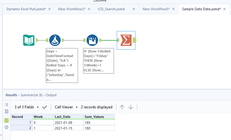 Sum up values based on week ending date - Alteryx