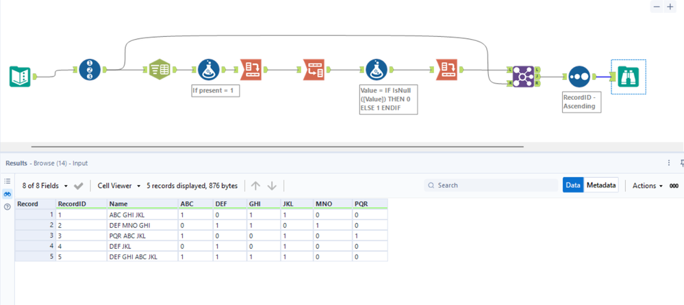 boolean column creation based on string extract from a column - Alteryx