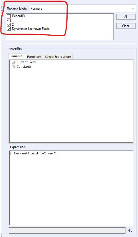 Dynamic Rename Tool Dynamic Rename Isn't updating when I run workflow - Alteryx