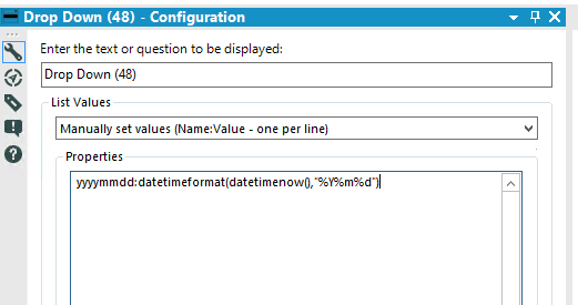 Allow formulas to be used in 'Drop Down' tool when manually setting ...