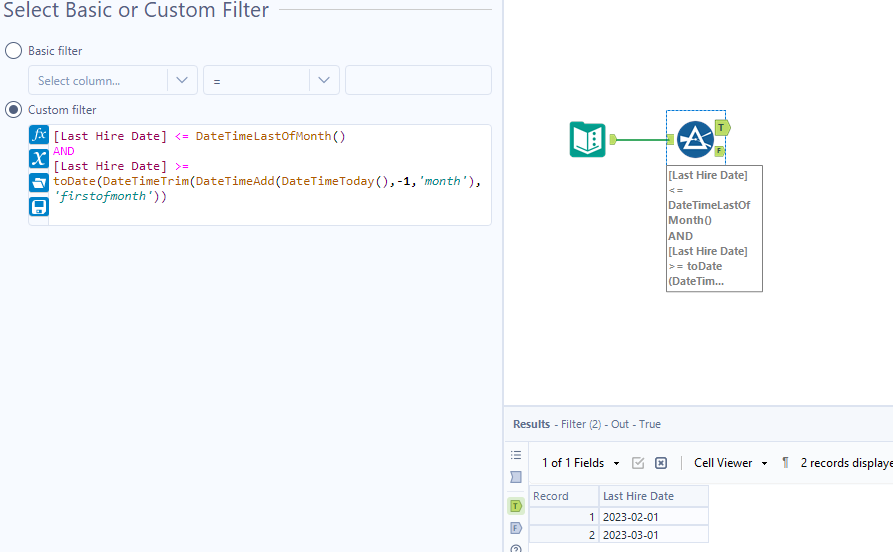2 month dynamic date filter - Alteryx