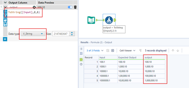 Format the numbers before writing - Alteryx