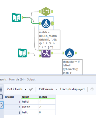 How to check if a field has special characters using formula - Alteryx