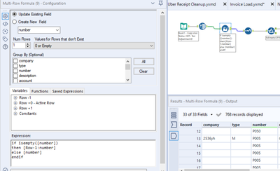 Multi-row formula issue with numeric field - Alteryx