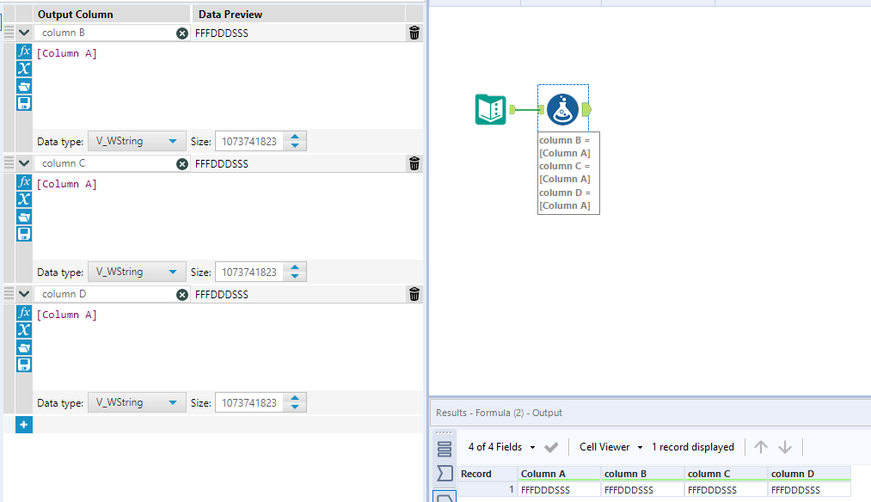 Split the column into multiple columns with the same data - Alteryx