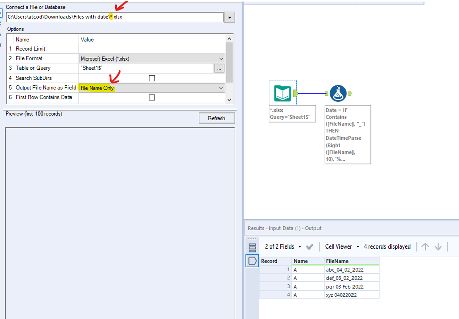 Dynamic Input file - Alteryx