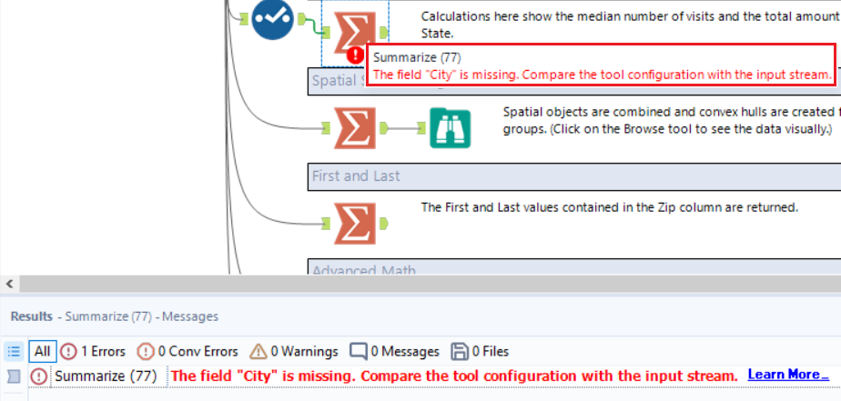 Alteryx Summarize tool doesn't give error when field is not in source ...