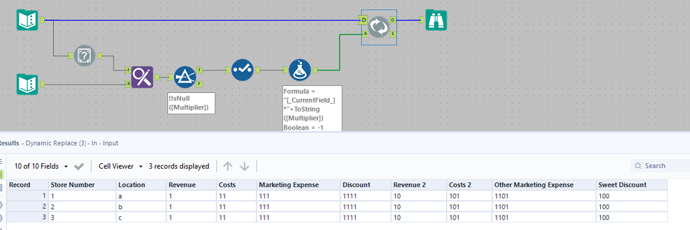 Multiply multiple columns by a respective number - Alteryx