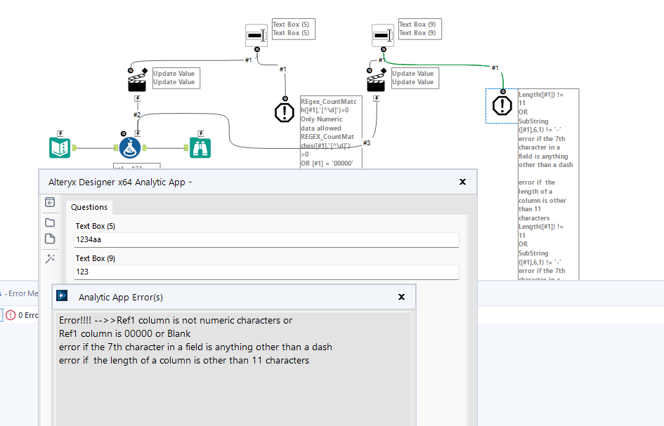 Error message setup - Alteryx