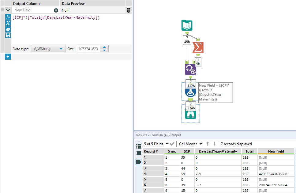 Using a sum of a column in a formula - Alteryx