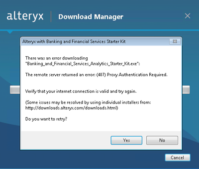 Error installing starter kit - Alteryx