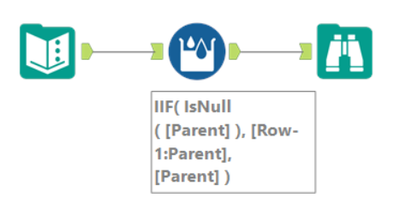 How to replace null value with previous row data - Alteryx
