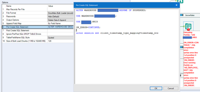 Pre Create SQL Statement Syntax for Snowflake - Alteryx