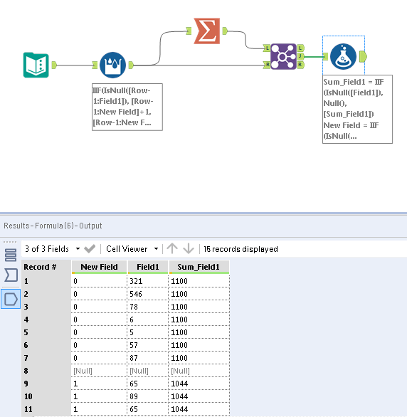 Sum Column Values Until Blank Cell - Alteryx