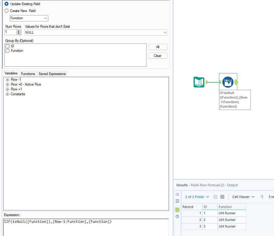 Multi Row Formula Tool - Group by Trouble Shooting - Alteryx