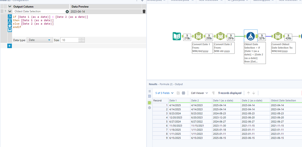 Comparing Dates and Keeping the Oldest - Alteryx