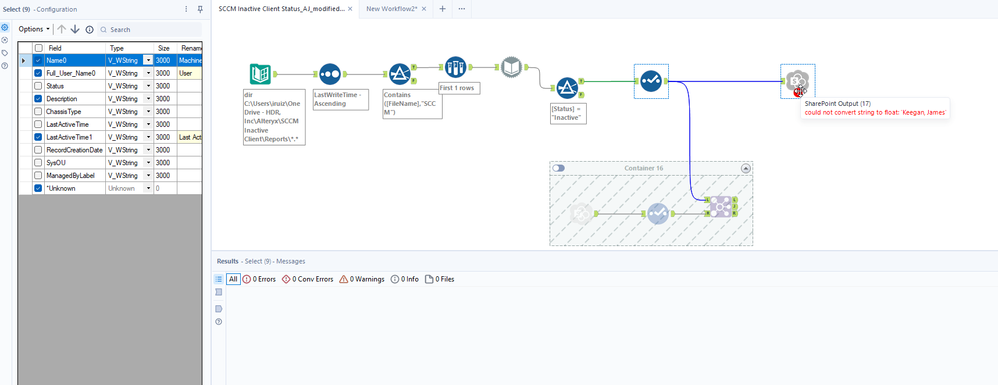 Convert data type from string to float. - Alteryx