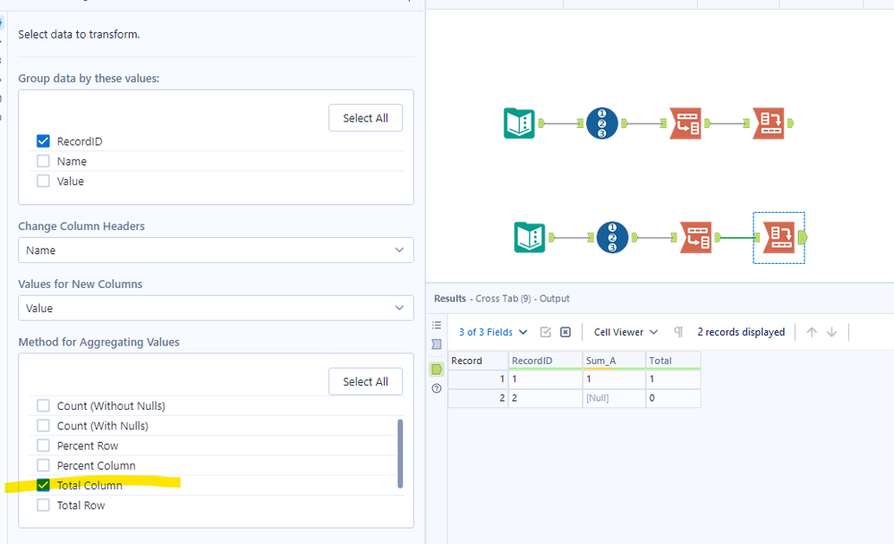 Sum of Two Column - Alteryx