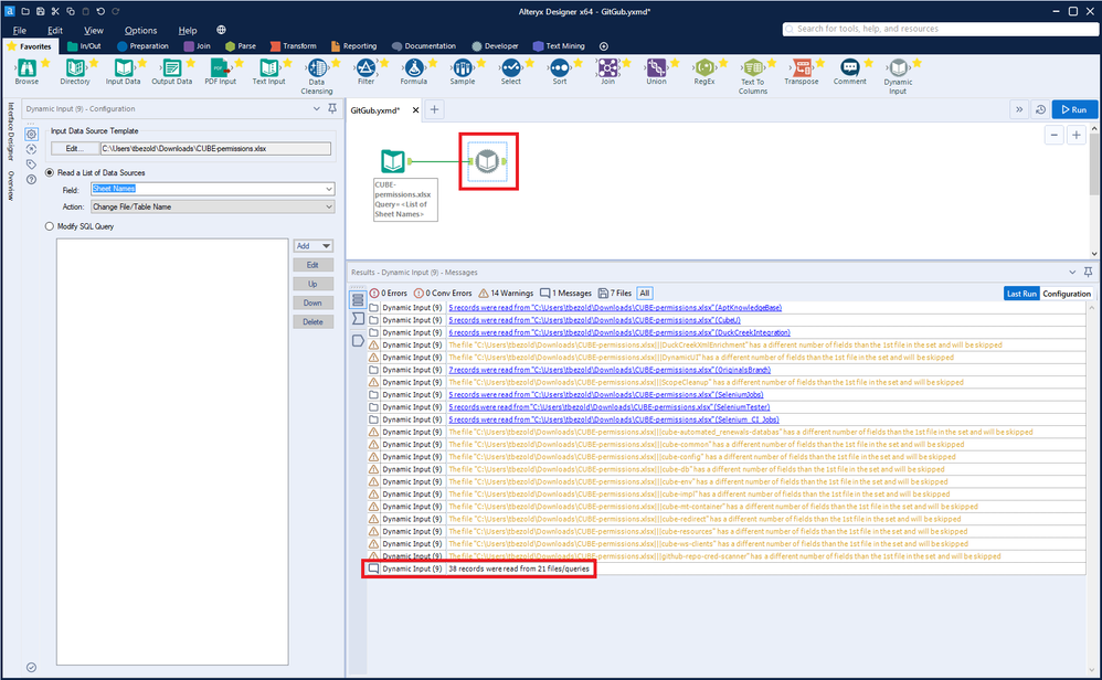 Dynamic Input Tool Omitting Data From Sheets - Alteryx