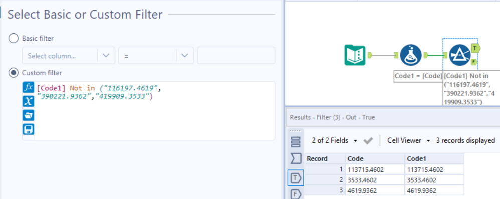 Filtering out specific values in a field - Alteryx