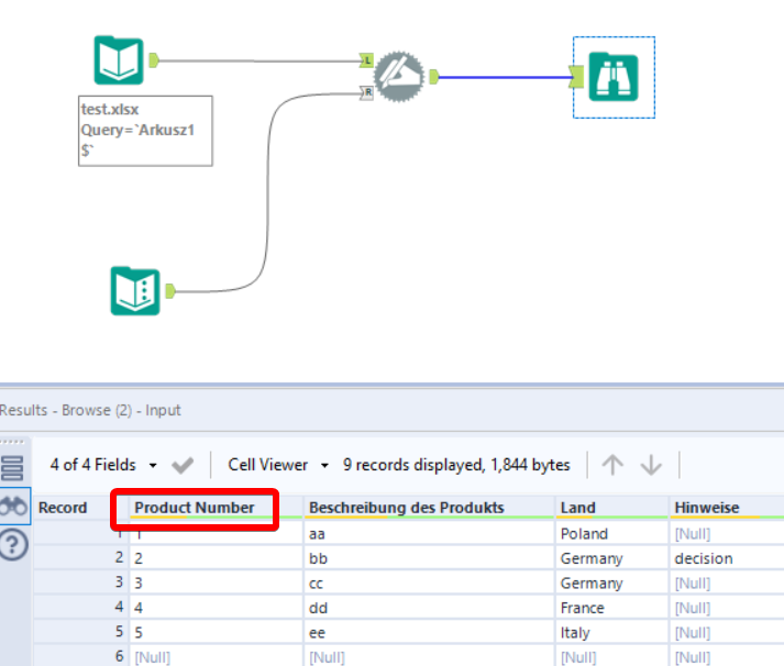 Changing the column headings - Alteryx