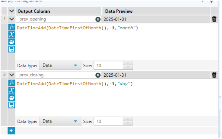 Dynamic Date Range: Rolling 12 Months - Prev Month - Alteryx