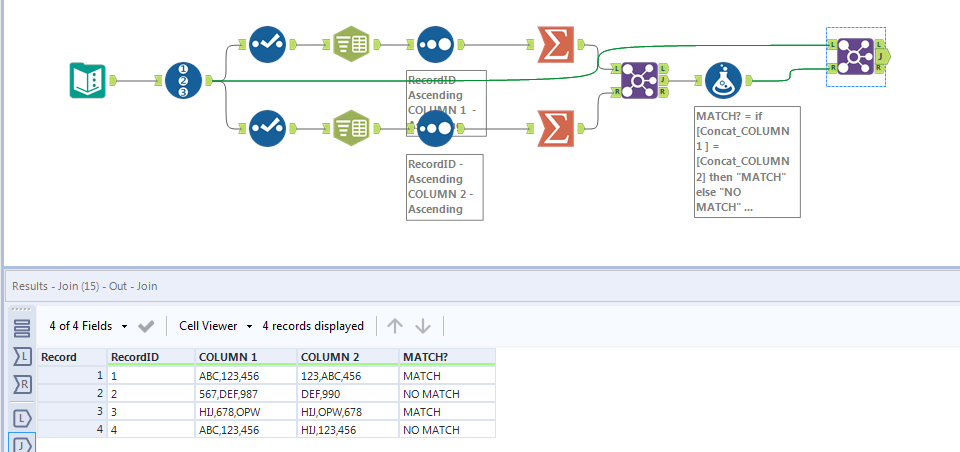 Find Matches from two columns with data that is in a different order ...