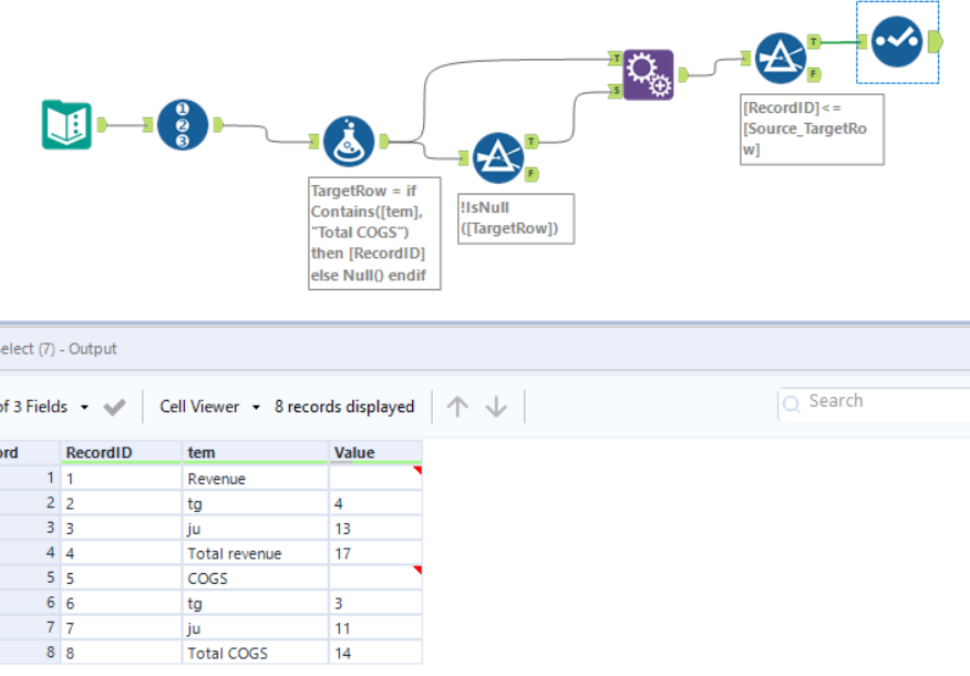 Read records up to a unique value in a column - Alteryx
