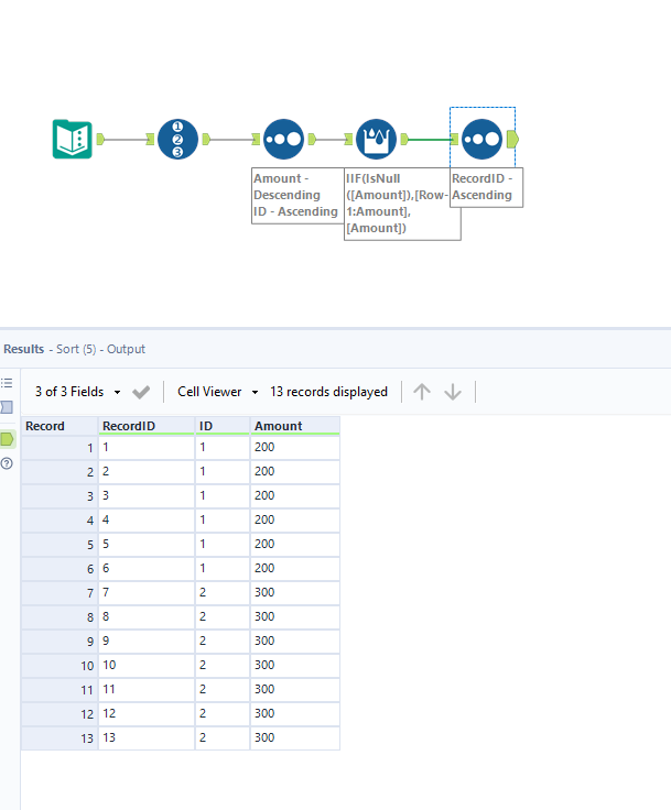 Copy value from one column based on condition in other column - Alteryx