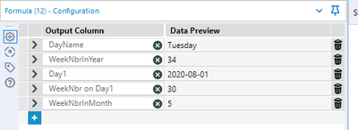 Get monthly week number and day name from date time field - Alteryx