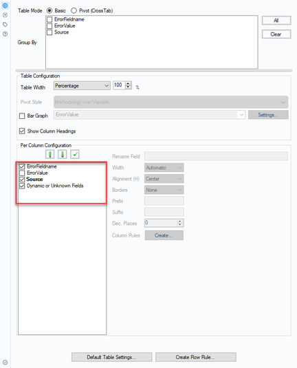 Table Tool - Conditional Formatting & Removing Columns from Output ...