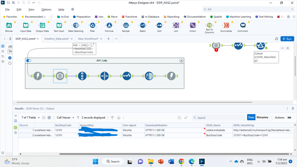 JSON Parse tool only display two records, API Calls - Alteryx